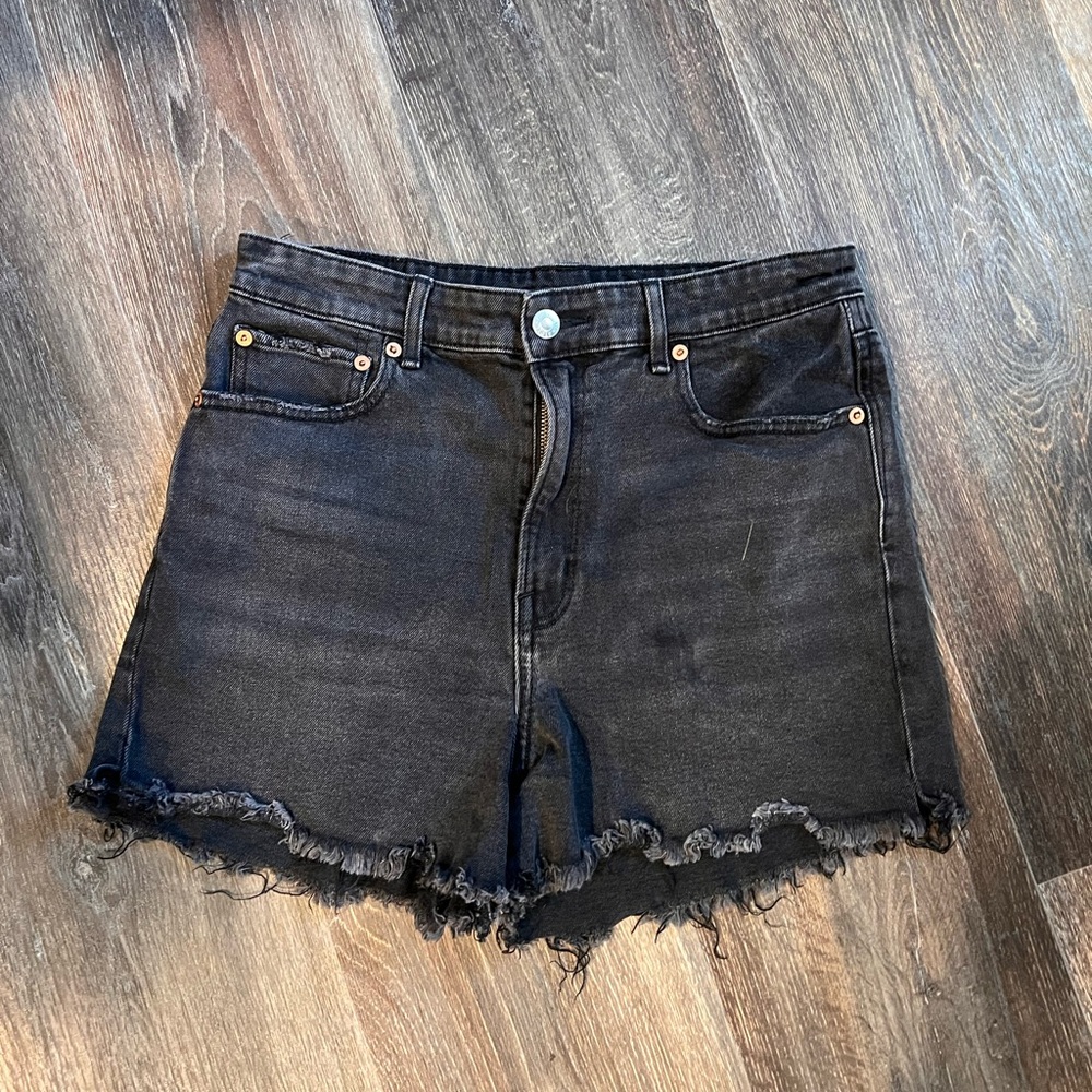 American Eagle Outfitters Black Jean Shorts High-Waisted Distressed